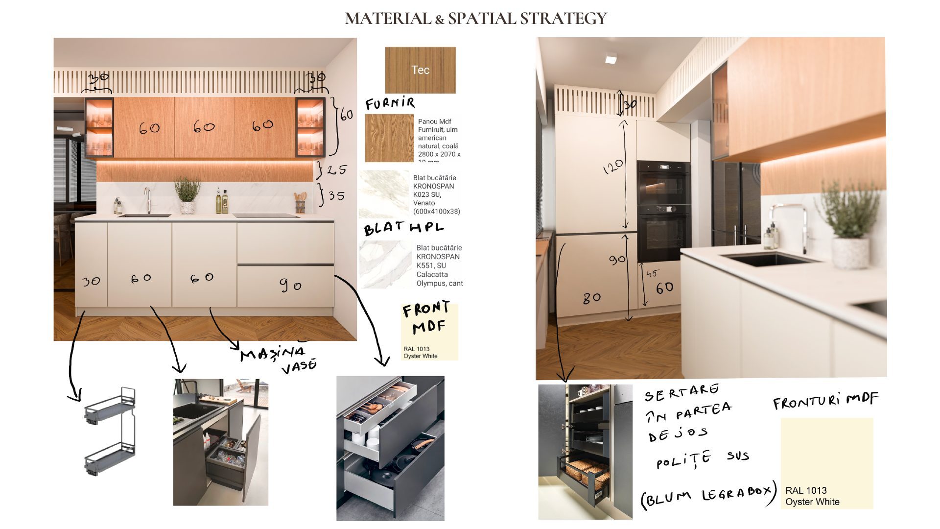 Two perspectives of the Quiet Lines office and dressing area with fitted wardrobes